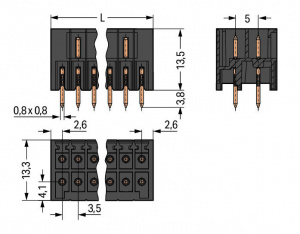 713-1403 EINL-STIFTL. 6P. 180G 3,5MM SCHWARZ (100 шт)