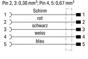 756-1406/060-200 Кабель CANopen-/DeviceNet углового исполнения; 20 м; устанавливаются на оба конца; А-кодирование; Розетка M12 углового исполнения; Штекер M12, углового исполнения