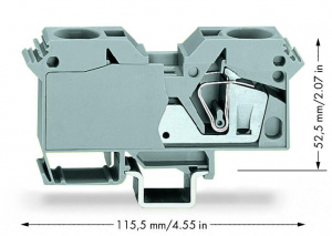 285-601 2-проводные проходные клеммы; 35 мм2; боковые маркировочные разъемы; только на рейке DIN 35 x 15; толщиной 2,3 мм; медь; CAGE CLAMP