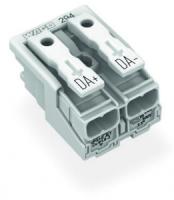 294-5032 Соединитель для светильников; нажимная кнопка, внешняя; без заземляющего контакта; 2-пол.; Стор. свет.: для одножильных проводников; Инст. стор.: для всех типов проводников; макс. 2,5 мм2; Темп. окруж. среды: макс. 85 °C (T85)