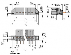 232-136/031-000 Розетка под пайку THT; 0.6 x 1.0 mm solder pin; прямые; зажимное кольцо; Шаг контактов 5 мм; 6-пол.