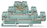 870-593/281-413 Компонентная клемма; трехуровн.; красный светодиод; тока; для DIN-рейки 35 x 15 и 35 x 7,5; 2,5 мм2; CAGE CLAMP