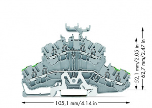 2002-2457 4-проводниковые двухуровневые клеммы; Клеммы с заземлением проводника / проходные клеммы; PE/L; с нанесением маркировки; Синее отв. для ввода пров., верх. уров.; для DIN-рейки 35 x 15 и 35 x 7,5; 2,5 мм2; Push-in CAGE CLAMP