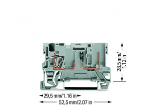 769-238/281-411 1-пров./1-контактн. компон. несущая клемма; с диодом 1N4007; анод справа; для DIN-рейки 35 x 15 и 35 x 7,5; 4 mm2; CAGE CLAMP