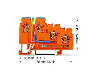 270-564/281-483 3-проводные клеммы питания датчика; зеленый светодиод; 2,5 мм2; CAGE CLAMP