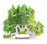 2002-2207 Двухуровневые клеммы; 4-проводные клеммы с заземлением; PE; без нанесения маркировки; подходят для исполнений Ex e II; внутреннее объединение; для DIN-рейки 35 x 15 и 35 x 7,5; 2,5 мм2; Push-in CAGE CLAMP