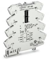 857-402 Изолирующий усилитель сигнала; Входной сигнал тока и напряжения; Сигнал биполярного тока и напряжения на выходе; регулировка шкалы и нуля; Напряжение питания: 24 В пост. тока; Ширина модуля 6 мм