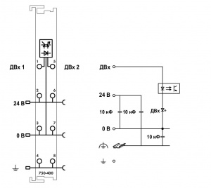 750-400 2-канальный дискретный вход; тока; 3 мс