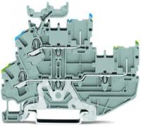 2022-2247 1-проводные / 1-контактные двухуровневые клеммы с розеткой; Клеммы с заземлением проводника / проходные клеммы; PE/N; с нанесением маркировки; для DIN-рейки 35 x 15 и 35 x 7,5; 2,5 мм2; Push-in CAGE CLAMP