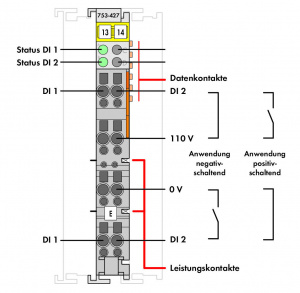 753-427 2-канальный дискретный вход; 110 В постоянного тока