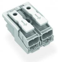 294-4002 Соединитель для светильников; нажимная кнопка, внешняя; без заземляющего контакта; 2-пол.; Стор. свет.: для одножильных проводников; Инст. стор.: для всех типов проводников; макс. 2,5 мм2; Темп. окруж. среды: макс. 85 °C (T85)