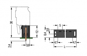 231-134/001-000/105-604 Вилка под пайку THR; 1.0 x 1.0 mm solder pin; прямые; Шаг контактов 5 мм; 4-пол.