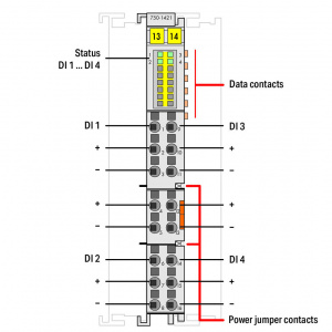 750-1421 Модуль, 4 дискретных входа; тока; 0,2 мс; 3-проводное соединение