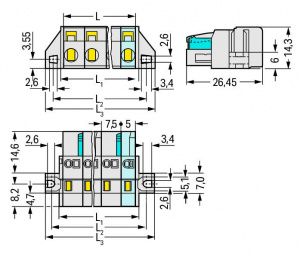 721-202/031-000 1-проводниковая розетка; 100% защита от неправильного подсоединения; зажимное кольцо; 2,5 мм2; Шаг контактов 7,5 мм; 2-пол.