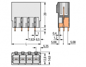 831-3608 Вилка THT; 1.0 x 1.2 mm solder pin; прямые; 100% защита от неправильного подсоединения; Шаг контактов 7,62 мм; 8-пол.