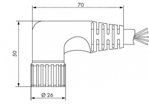 756-3204/190-050 Соединительный кабель; угловые; 19-пол.; 5 м; устанавливаются на один конец (со свободным концом); Розетка M23, прямая