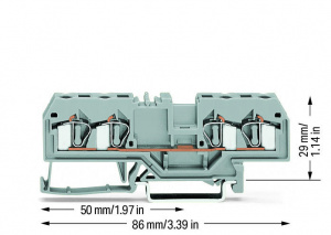 281-652 4-проводные проходные клеммы; 4 mm2; центральная маркировка; для DIN-рейки 35 x 15 и 35 x 7,5; CAGE CLAMP