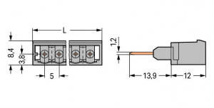 231-169/003-000 Вилка для клемм на рейку; 1.2 x 1.2 mm pins; прямые; Шаг контактов 5 мм; 9-пол.