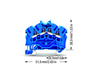 2002-6404 4-проводные проходные клеммы; 2,5 мм2; подходят для исполнений Ex e II; боковая и центральная маркировка; для DIN-рейки 35 x 15 и 35 x 7,5; Push-in CAGE CLAMP