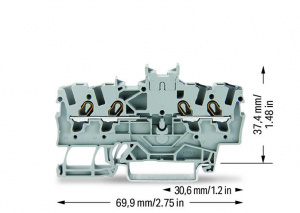 2001-1441 Двухпотенциальные клеммы; 1,5; с двойным центральным маркировочным разъемом; для DIN-рейки 35 x 15 и 35 x 7,5; Push-in CAGE CLAMP