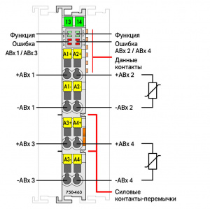 750-463 4 аналоговых входа; Измерение сопротивления; Диапазон измерений: от -30 °C до +150 °C