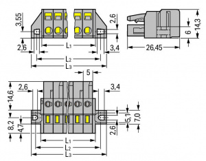 231-121/031-000 1-проводниковая розетка; зажимное кольцо; 2,5 мм2; Шаг контактов 5 мм; 21-пол.