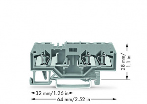 280-610 3-проводные базовые клеммы; для DIN-рейки 35 x 15 и 35 x 7,5; 2,5 мм2; CAGE CLAMP