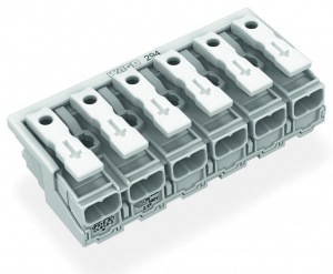 294-4006 Соединитель для светильников; нажимная кнопка, внешняя; без заземляющего контакта; Стор. свет.: для одножильных проводников; Инст. стор.: для всех типов проводников; макс. 2,5 мм2; Темп. окруж. среды: макс. 85 °C (T85)