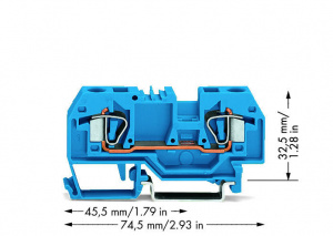 282-904 2-проводные проходные клеммы; 3; подходят для исполнений Ex i; центральная маркировка; для DIN-рейки 35 x 15 и 35 x 7,5; CAGE CLAMP