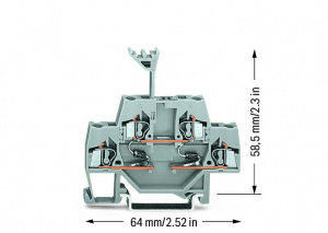 280-941/281-489 Компонентная клемма; двухуровн.; с 2 диодами 1N4007; Нижний анод; для DIN-рейки 35 x 15 и 35 x 7,5; 2,5 мм2; CAGE CLAMP