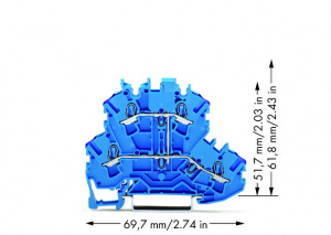 2002-2209 Двухуровневые клеммы; 4-проводные проходные клеммы; N'; без нанесения маркировки; Для исполнений Ex e II и Ex i; внутреннее объединение; ввод проводника с фиолетовой маркировкой; для DIN-рейки 35 x 15 и 35 x 7,5; 2,5 мм2; Push-in CAGE CLAMP