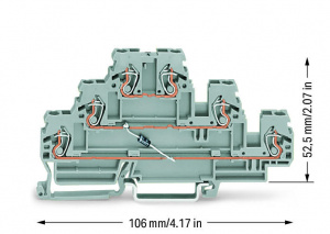 870-590/281-675 Компонентная клемма; трехуровн.; с диодом 1N4007; Анод, нижний; для DIN-рейки 35 x 15 и 35 x 7,5; 2,5 мм2; CAGE CLAMP