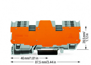 769-194/769-319 1-проводные / 1-проводные клеммы для сменных модулей; 8-пол.; с 2-проводными клеммами; с 2 позициями для перемычки; с оранжевой разделительной пластиной; для DIN-рейки 35 x 15 и 35 x 7,5; 4 mm2; CAGE CLAMP
