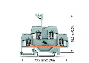 281-633/281-410 Компонентная клемма; двухуровн.; с диодом 1N4007; Анод, нижний; для DIN-рейки 35 x 15 и 35 x 7,5; 4 mm2; CAGE CLAMP