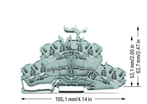 2002-2431 4-проводниковые двухуровневые клеммы; Проходные / проходные клеммы; L/L; с нанесением маркировки; для DIN-рейки 35 x 15 и 35 x 7,5; 2,5 мм2; Push-in CAGE CLAMP