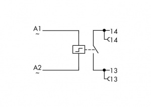 789-570 Модуль реле с механической блокировкой; Номинальное входное напряжение: 230 В перем.тока; 1 замыкающий контакт; Предельный длительный ток: 16 А; Красный индикатор состояния; Ширина модуля: 18 мм