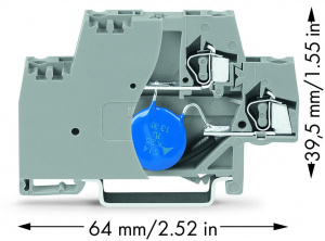 280-504/281-588 Компонентная клемма; двухуровн.; с торцевой пластиной; с варистором; для DIN-рейки 35 x 15 и 35 x 7,5; 2,5 мм2; CAGE CLAMP
