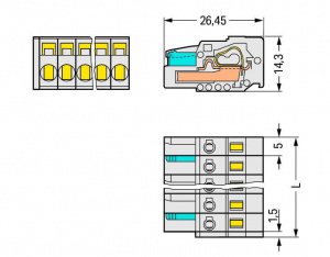 721-104/026-000 1-проводниковая розетка; 100% защита от неправильного подсоединения; 2,5 мм2; Шаг контактов 5 мм; 4-пол.