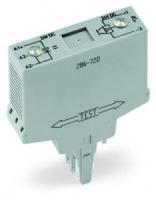 286-721 Модуль оптопары; Номинальное входное напряжение: 24 В пост.тока; Диапазон выходного напряжения: 15 - 30 В пост.тока; Предельный длительный ток: 5 А; 3-проводное соединение/сторона низкого напряжения; Красный индикатор состояния; Ширина модуля: 15 