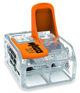 221-612 Соединитель для сращивания COMPACT; для всех типов проводников; макс. 6 мм2; 2-проводн.; с рычагами; прозрачный корпус; Темп. окруж. среды: макс. 85 °C (T85)