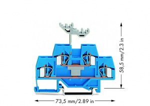 281-629 Двухуровневые клеммы; Проходные / проходные клеммы; подходят для исполнений Ex i; для DIN-рейки 35 x 15 и 35 x 7,5; 4 mm2; CAGE CLAMP