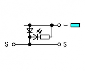 280-562/281-420 2-пров. клеммы для исполн. устройств; красный светодиод; с диодом с накоплением заряда 1N4007; с цветн. отверст. для ввода проводников; 2,5 мм2; CAGE CLAMP