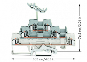 280-548 Трехуровневые клеммы; Экранированные / проходные / проходные клеммы; с нанесением маркировки; для DIN-рейки 35 x 15 и 35 x 7,5; 2,5 мм2; CAGE CLAMP