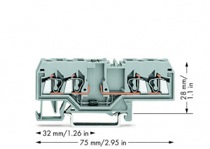 280-655/281-410 Компонентная клемма; 4-проводн.; с диодом 1N4007; анод слева; для DIN-рейки 35 x 15 и 35 x 7,5; 2,5 мм2; CAGE CLAMP