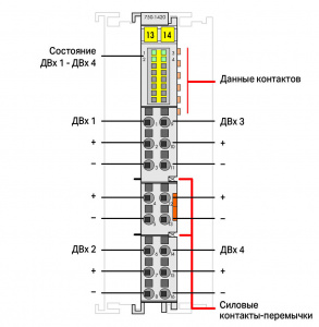 750-1420 Модуль, 4 дискретных входа; тока; 3 мс; 3-проводное соединение