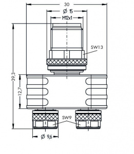 756-9301/040-000 Сдвоенный распределительный соединитель M12 / M8