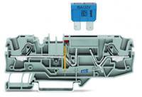 2006-1681/1000-435 2-проводные клеммы с предохранителем; для автом. плоских предохранителей; с возможностью тестирования; со светодиодной индикацией перегорания предохранителя; 48 В; для DIN-рейки 35 x 15 и 35 x 7,5; 3; Push-in CAGE CLAMP