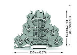 2002-3211/1000-675 Компонентная клемма; трехуровн.; с диодом 1N4007; Анод, нижний; для DIN-рейки 35 x 15 и 35 x 7,5; 2,5 мм2; Push-in CAGE CLAMP