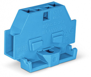 262-304 2-проводные клеммы; подходят для исполнений Ex i; без кнопок; с крепежным фланцем; для винтового или аналогичных типов крепления; Крепежное отверстие 3,2 мм 2; 4 mm2; CAGE CLAMP