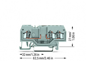 279-673/281-410 Компонентная клемма; 3-проводн.; с диодом 1N4007; анод слева; для DIN-рейки 35 x 15 и 35 x 7,5; 1,5; CAGE CLAMP